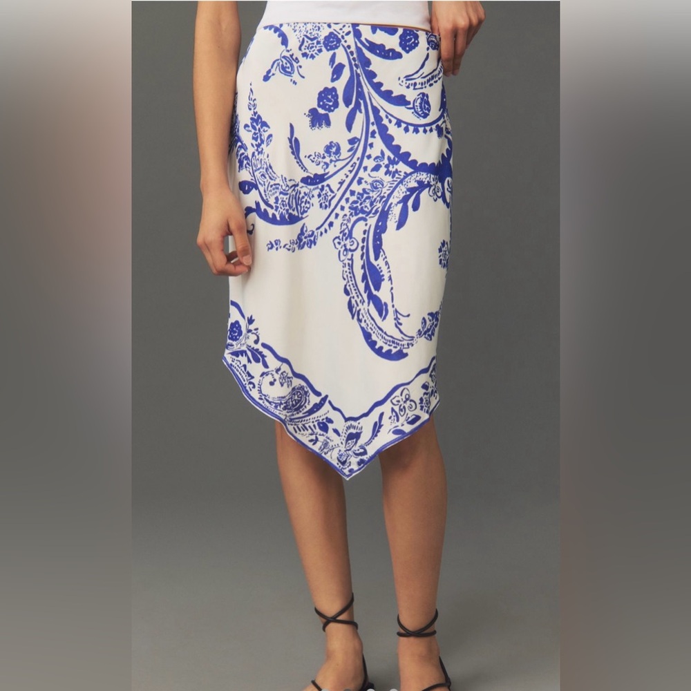 Anthropologie Maeve Silky Hanky-Hem Midi Skirt - NWT - Size XS & XXS